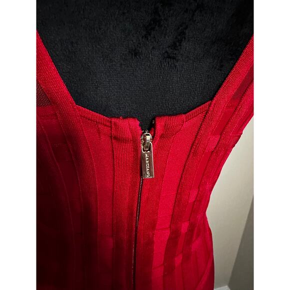 MARCIANO LOS ANGELES Women's Cut Red Milano Knee Length Bandage Dress Size M - Picture 8 of 10